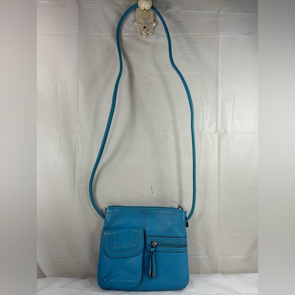 Tignanello Handbags - Tignanella Pebble leather turquoise crossbody bag organizer